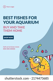 Flyer design of best fishes for your aquarium template. 