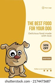 Flyer design of the best food for your dog template. 
