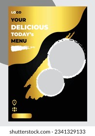 Flyer design with black and gold color