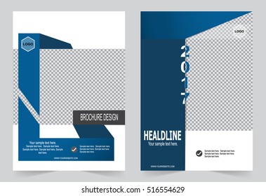 Flyer design, Brochure template blue color abstract vector background.
