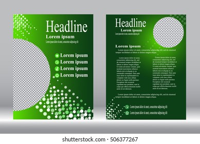 Flyer design, Brochure template green color abstract vector background.