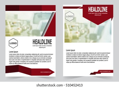 Flyer design, Brochure template red color abstract vector background.