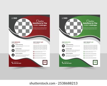 Flyer design a bundle of 2 templates., brochure, magazine or flyer mockup in bright colors.