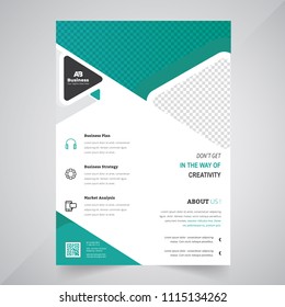 Flyer design. Business brochure template. Annual report cover. Booklet for education, advertisement, presentation, magazine page. a4 size vector illustration. Blue color
