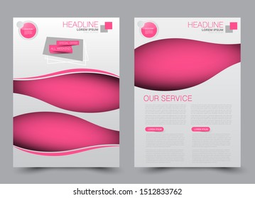 Flyer design. Business brochure template. Annual report cover. Booklet for education, advertisement, presentation, magazine page, travel, technology or real estate ad mockup. Pink color