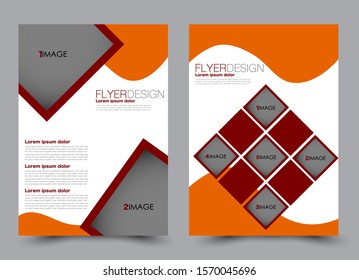 Flyer design. Business brochure template. Annual report cover. Booklet for education, advertisement, presentation, magazine page, travel, technology or real estate ad mockup. Orange and red color