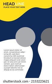 Flyer design. Business brochure template. Annual report cover. Blue an yellow color.