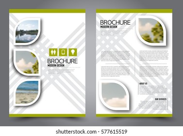 Flyer design. Business brochure template. Annual report cover. Booklet for education, advertisement, presentation, magazine page. a4 size vector illustration. Green color