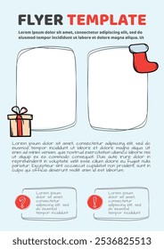 Flyer design for Christmas sale, advertising of goods and services. New Year template for handouts, flyers, posters. Icons, signs and symbols of holidays, New Year, Christmas