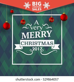 Flyer design Christmas sales, triangular pattern background
