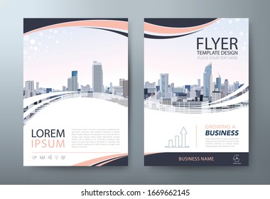 Flyer design, City landscape image. Leaflet cover presentation, book cover template vector.