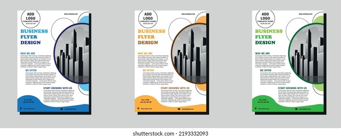 Flyer design. Corporate business report cover, brochure or flyer design. Leaflet presentation. Flyer with abstract circle, round shapes background. Modern poster magazine, layout, template. A4.