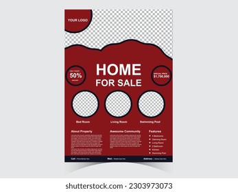 Flyer design. Corporate business report cover, brochure or flyer design. Corporate Colorful Real Estate Template, Leaflet presentation. Teal Flyer with abstract circle, round shapes background. Modern