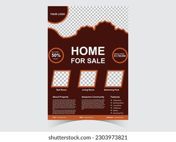 Flyer design. Corporate business report cover, brochure or flyer design. Corporate Colorful Real Estate Template, Leaflet presentation. Teal Flyer with abstract circle, round shapes background. Modern