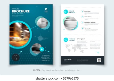 Flyer design. Corporate business report cover, brochure or flyer design. Leaflet presentation. Teal Flyer with abstract circle, round shapes background. Modern poster magazine, layout, template. A4 