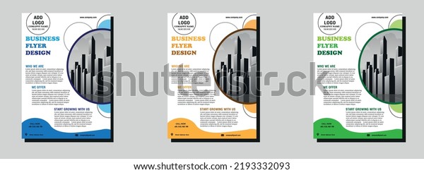 Flyer design. Corporate business report cover,
brochure or flyer design. Leaflet presentation. Flyer with abstract
circle, round shapes background. Modern poster magazine, layout,
template. A4.