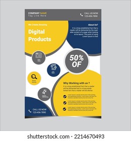 Flyer Design. Creative Corporate Business Trendy Megapack Multipurpose, geometric Trifold Brochure, cover, back, and inside pages, Vertical a4 format, modern, Blue, Layout, template vector de