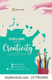 Flyer design of explore your creativity template. 