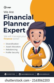 Flyer design of financial planner expert template. 