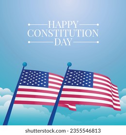 Flyer design, flat artwork, and a vector graphic of Constitution Day are all appropriate for celebrating the holiday.