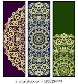Flyer design with floral mandala. Vector illustration