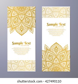 Flyer Design. Gold Mandala Pattern.