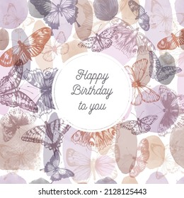 Flyer design with image of butterflies in retro style. Vector illustration of butterfly