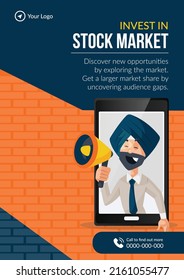 Flyer design of invest in stock market template. 