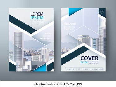 Flyer design, Leaflet cover presentation, book cover template vector with cityscape.