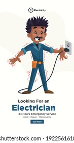 Diseño de volante de buscar un electricista. Ilustración gráfica vectorial. 