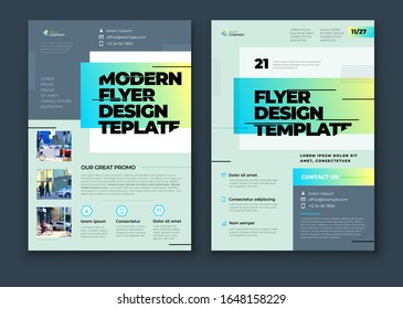 Flyer Design. Modern Flyer Background Design. Template Layout for Flyer. Concept with Dynamic Line Shapes. Vector Background.