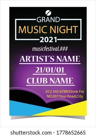 Flyer Design for a Music Event vector template.