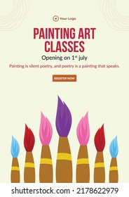 Flyer Design Of Painting Art Classes Template.