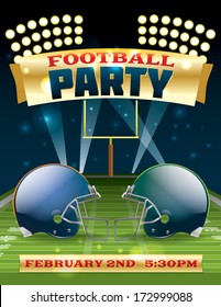 A flyer design perfect for tailgate parties, football invites, etc. EPS 10. EPS file contains transparencies and gradient mesh. Text in EPS is layered for easy removal and customizing of your text. 