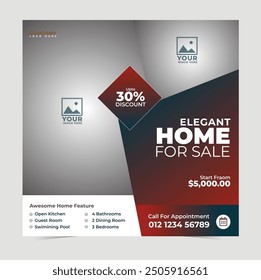 flyer design, Professional red home sale flyer design template, corporate real estate flyer design