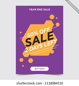 Flyer design for Sale , concept sale flyer bunting orange purple color vector illustration
