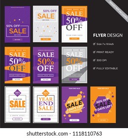 Flyer design for Sale , concept sale flyer bunting orange purple color vector illustration