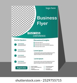 Flyer Design Set. Green Modern Flyer Background Design. Template Layout for Flyer. Concept with Dynamic Line Shapes