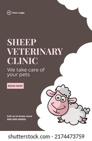 Flyer design of sheep veterinary clinic template.