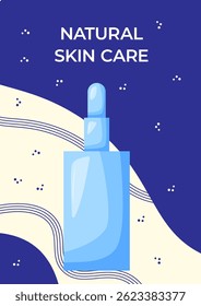 Flyer design with skincare products organic cosmetics, beauty products. For beauty, spa, wellness, natural products, cosmetics, body care. Vector illustration for poster, banner, advertising, flyer.