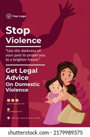 Flyer design of stop violence get legal advice on domestic violence template. 