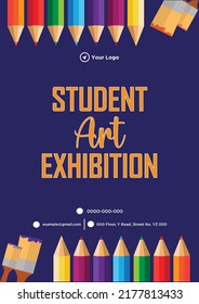 Flyer Design Of Student Art Exhibition Template. 