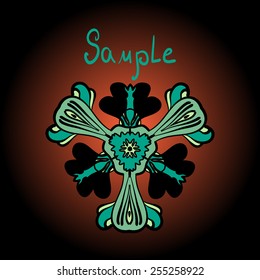 Flyer design with stylized flower. Decorative vintage template