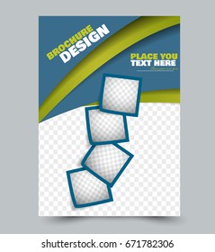 Flyer design template. Abstract brochure background. Business corporate style concept. Vector illustration. Blue and green color.