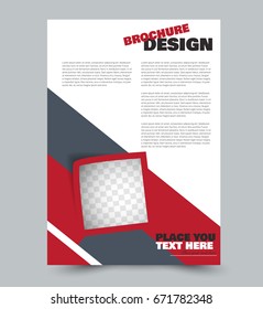 Flyer design template. Abstract brochure background. Business corporate style concept. Vector illustration. Red and grey color.