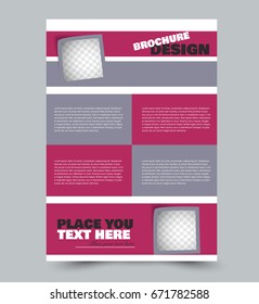 Flyer design template. Abstract brochure background. Business corporate style concept. Vector illustration. Pink and purple color.