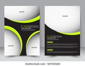 Flyer design template. Annual report cover.  Brochure background. For magazine front page, business, education, presentation. Vector illustration a4 size. Black and green color.