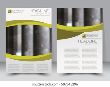 Flyer design template. Annual report cover.  Brochure background. For magazine front page, business, education, presentation. Vector illustration a4 size. Green color.
