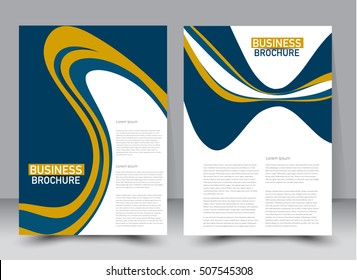 Flyer design template. Annual report cover.  Brochure background. For magazine front page, business, education, presentation. Vector illustration a4 size. Blue and orange color.