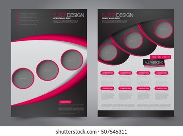 Flyer design template. Annual report cover.  Brochure background. For magazine front page, business, education, presentation. Vector illustration a4 size. Black and red color.